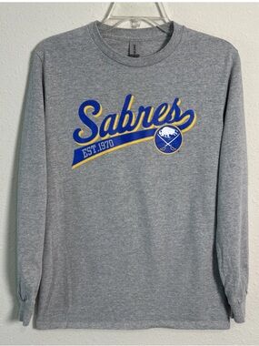 Buffalo Sabres NHL Gildan Long Sleeve Gray Shirt Ultra Cotton Sz Small Adult